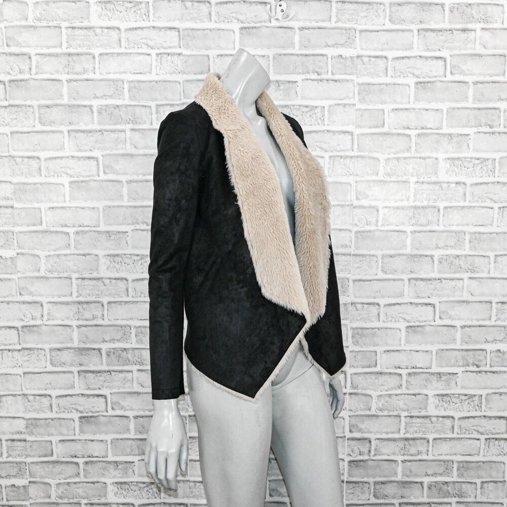 The Kooples Faux Shearling Jacket sherpa lined in black sz Small - Picture 5 of 9